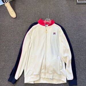 Vintage 99’s Fila White with Red and Navy Velour Tracksuit chose size XL or 3XL